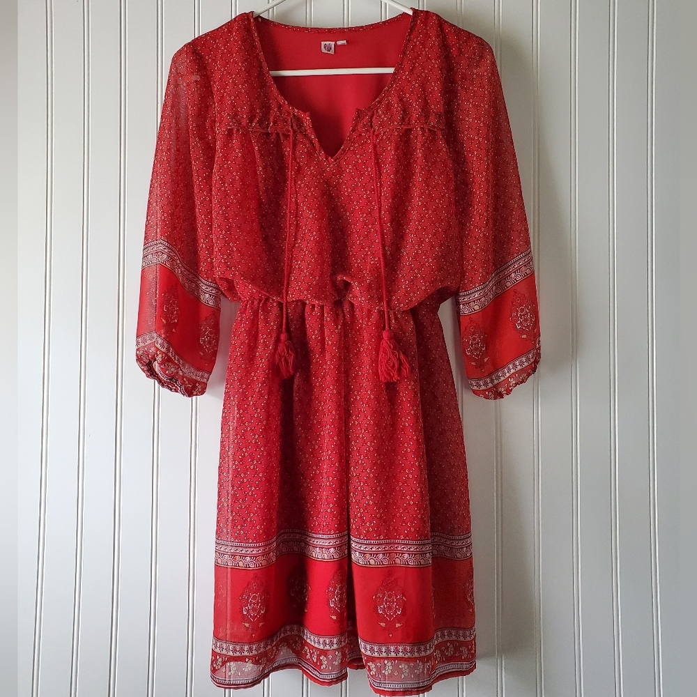 CLEARANCE! Red Boho Dress Women's/Jr's Sz S